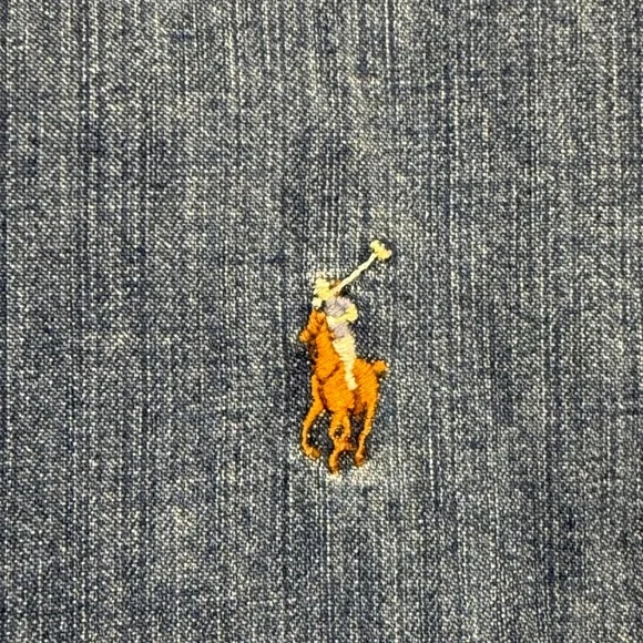 Ralph Lauren Classic Fit Denim Button Down Shirt flesh pony Blue Long Sleeve M - Picture 5 of 8
